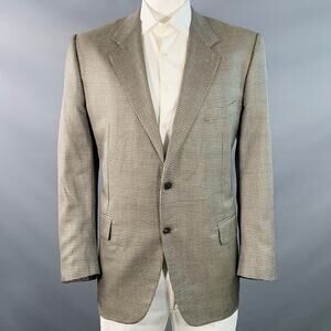CORNELIANI Size Regular Black White Grid Silk Virgin Wool Notch Lapel Sport Coat